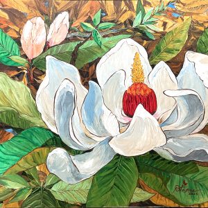 Title: The Resilience of the Magnolia Flower
Size: 48 in. x 60 in.
Medium: Acrylic on Canvas